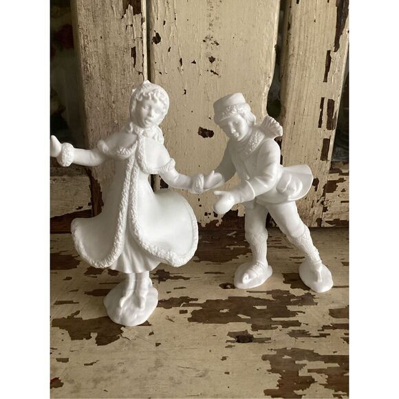 Department 56 Porcelain Winter Waltz Skaters Silhouette Holidays Retired - Picture 2 of 11